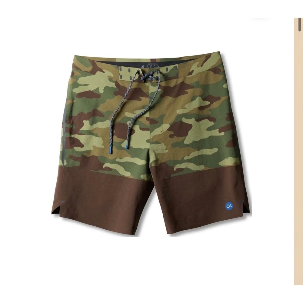 Outerknown Apex Evolution Trunks 19" – Camo/Brown – Men's 34 – NWT